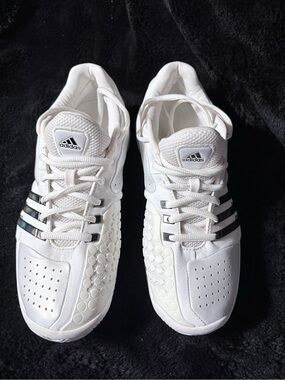 Adidas Barricade Classic Bounce Tennis Shoes White Metallic Silver Size 6